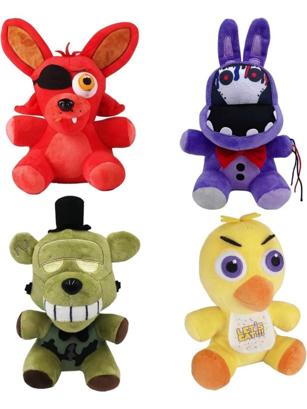 Creepy Cartoon Plush Toys Set - 4PCS Horror Animal Stuffed Dolls, Soft